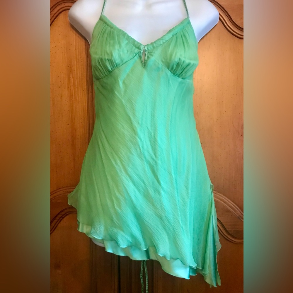 NWT BEBE SILK BRAIDED STRAP CROSS BACK TOP SZ L